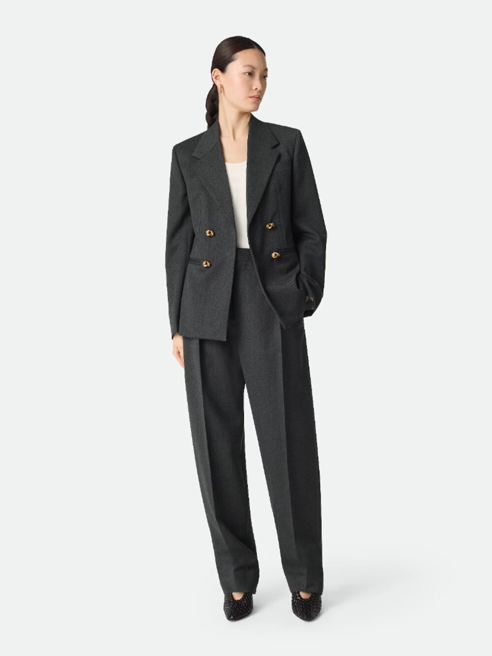 Bottega Veneta Light Wool pants, IT 42, Charcoal